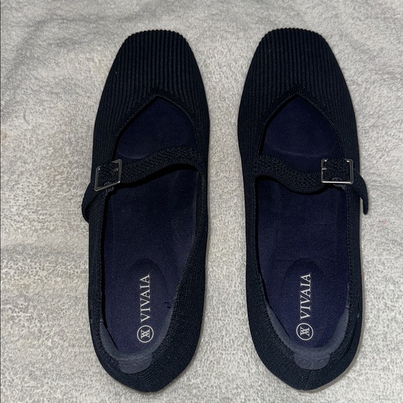 VIVAIA navy blue Mary Jane Knit Flats strap size 41 new without box - Picture 2 of 8